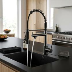 black-kitchen-faucet-with-sprayer-two-function